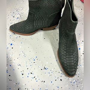 Black snakeskin embossed boots